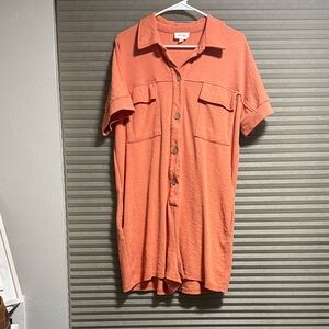 Women's Orange Button-Down Jumpsuit